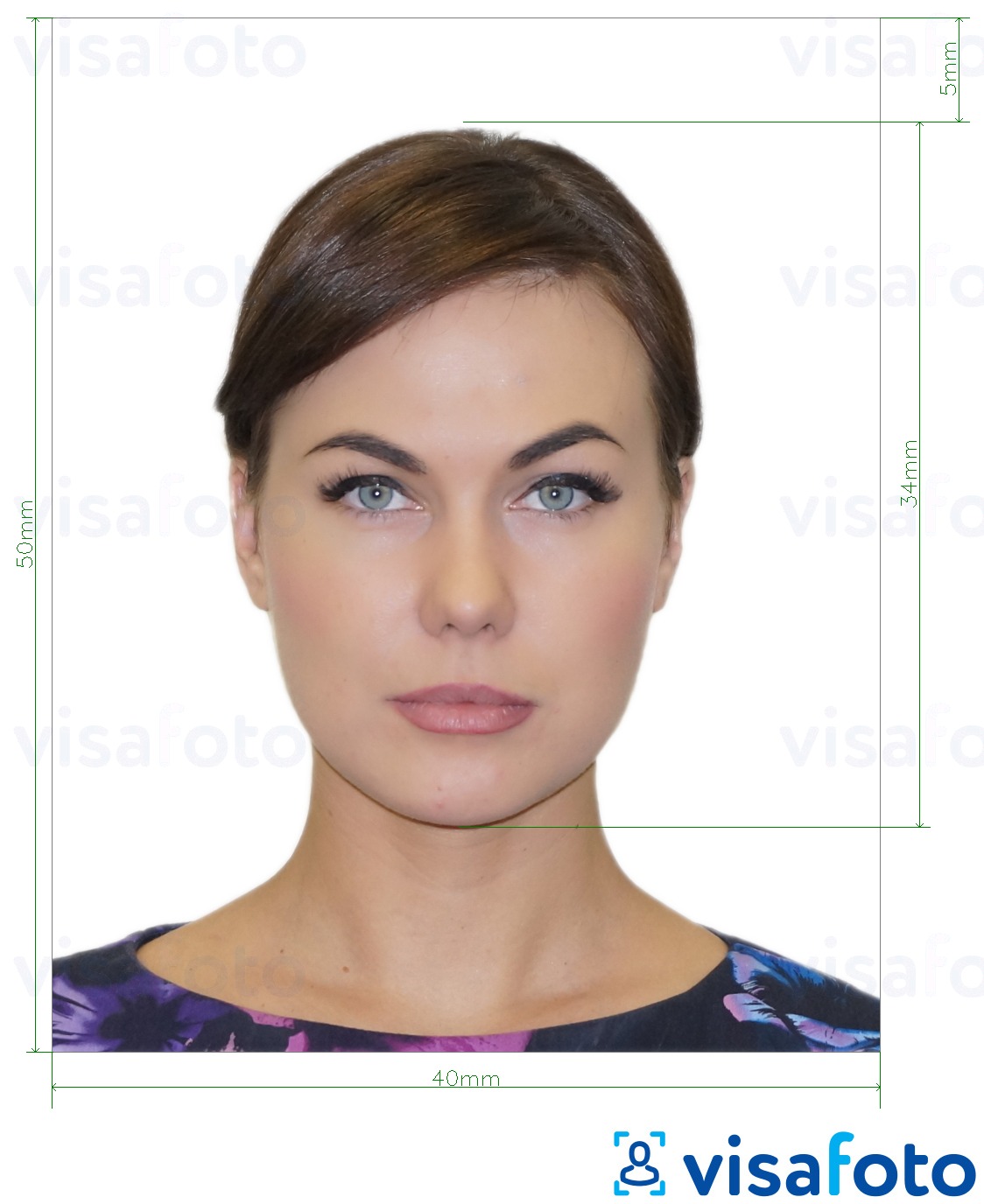  Albaania e-viisa 4x5 cm fotonäidis koos täpse infoga mõõtude kohta.