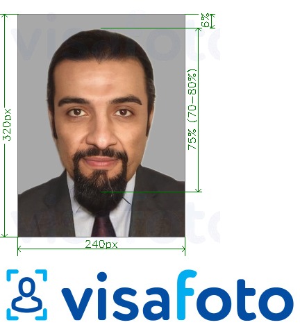  Bahreini ID-kaart 240x320 pikslit fotonäidis koos täpse infoga mõõtude kohta.