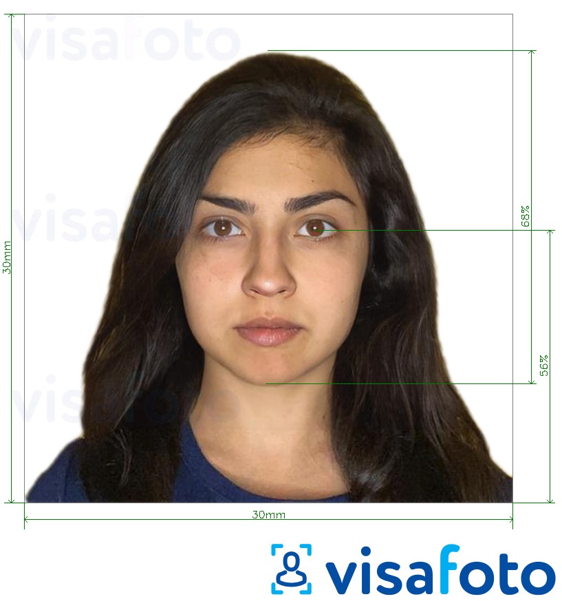  Boliivia viisa 3x3 cm fotonäidis koos täpse infoga mõõtude kohta.