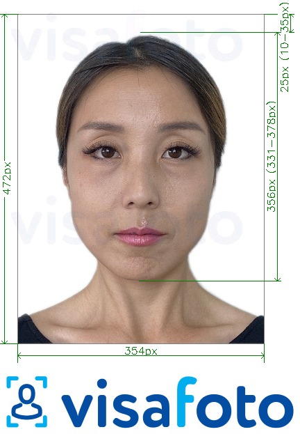 Hiina Passport Internetis 354x472 pikslit fotonäidis koos täpse infoga mõõtude kohta.