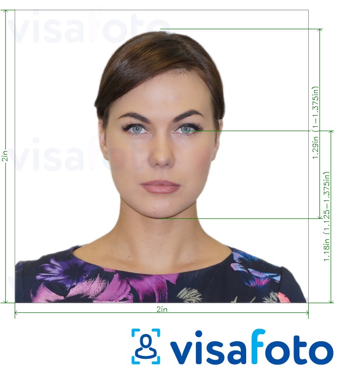  Costa Rica viisa 2x2 tolli, 5x5 cm fotonäidis koos täpse infoga mõõtude kohta.