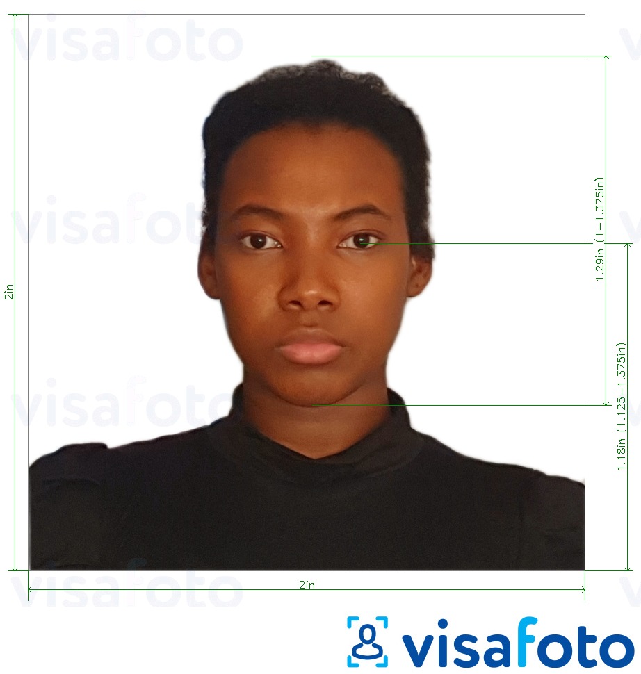  Dominikaani Vabariigi pass 2x2 tolli fotonäidis koos täpse infoga mõõtude kohta.