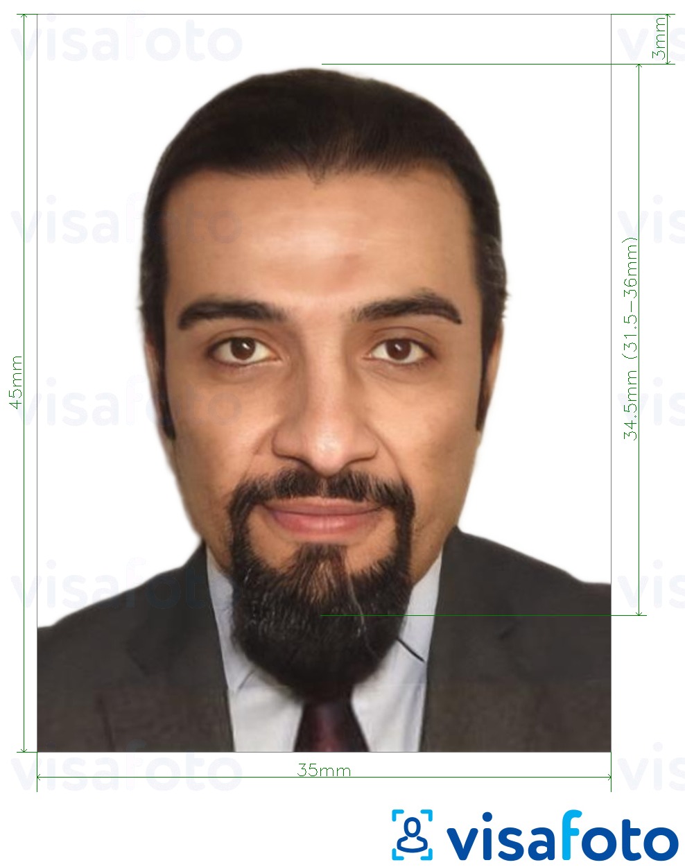  Etioopia e-viisa Internetis 35x45 mm (3.5x4.5 cm) fotonäidis koos täpse infoga mõõtude kohta.