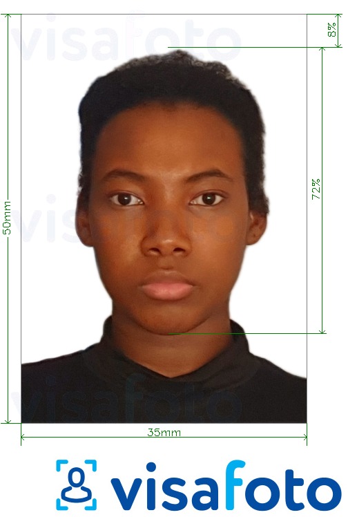  Guinea Conakry viisa 35x50mm fotonäidis koos täpse infoga mõõtude kohta.
