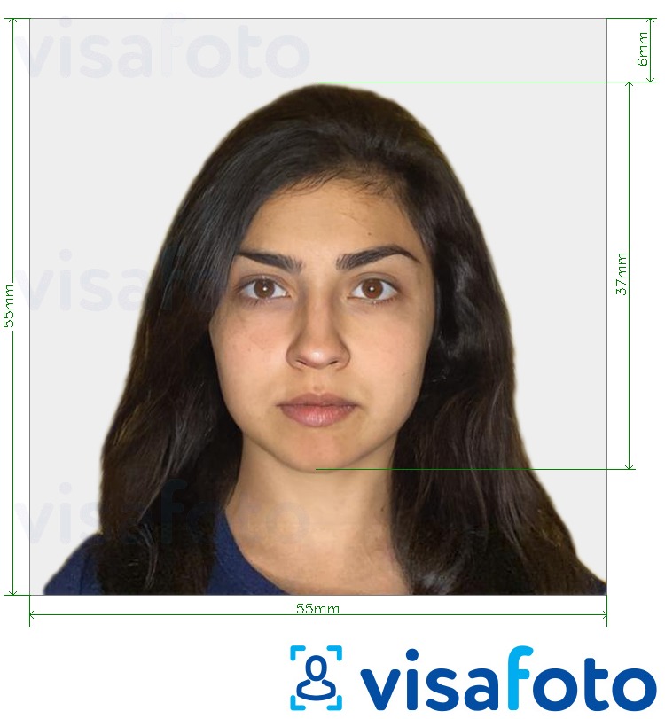 Israel Visa 55x55mm (tavaliselt Indiast) fotonäidis koos täpse infoga mõõtude kohta.