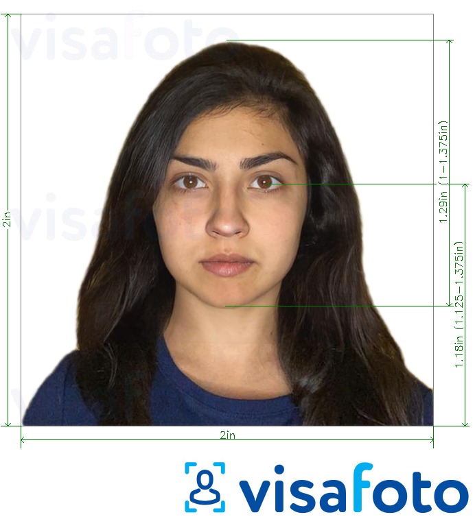  India OCI pass (2x2 tolli, 51x51mm) fotonäidis koos täpse infoga mõõtude kohta.