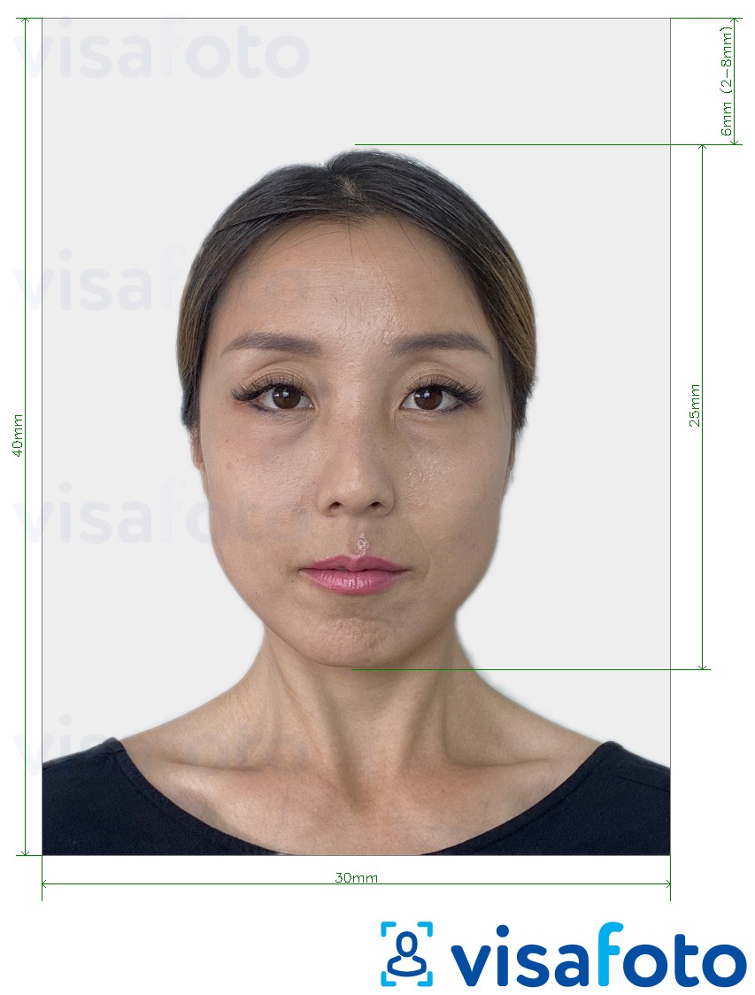  Jaapani elamiskaart või sobivustunnistus 30x40 mm fotonäidis koos täpse infoga mõõtude kohta.