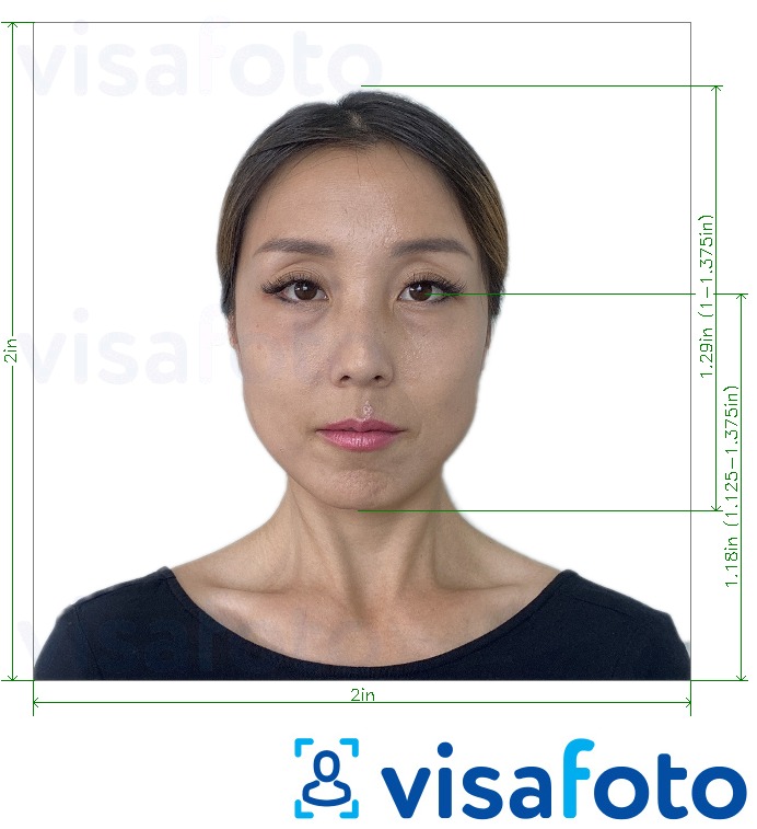  Jaapani viisa 2x2 tolli (standardviis USAst) fotonäidis koos täpse infoga mõõtude kohta.