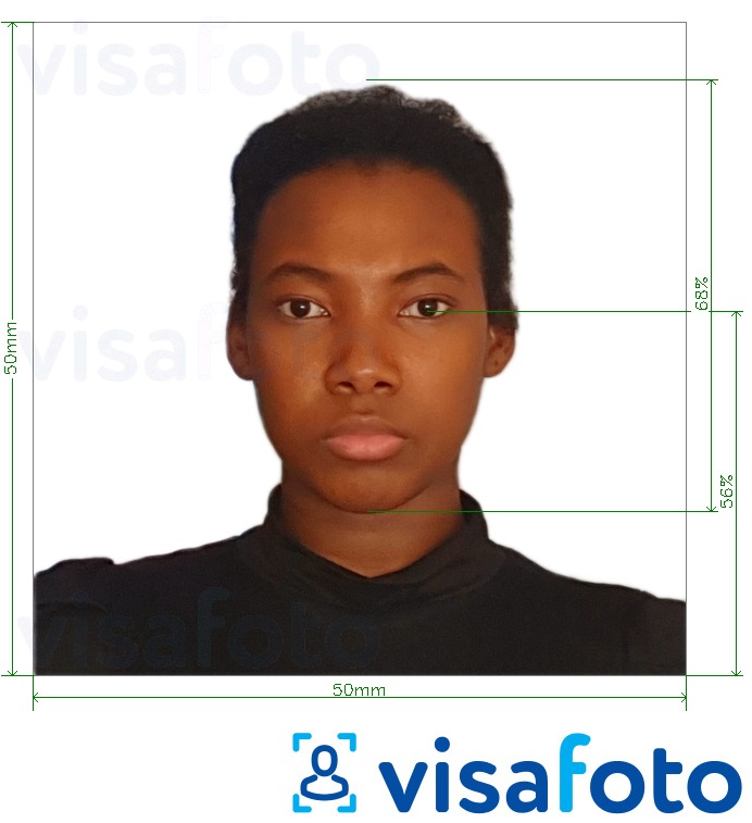  Madagaskari viisa 5x5 cm (50x50 mm) fotonäidis koos täpse infoga mõõtude kohta.