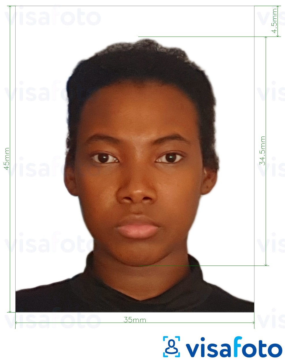  Nigeeria pass 35x45 mm fotonäidis koos täpse infoga mõõtude kohta.