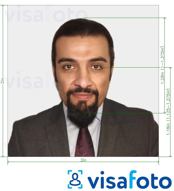  Saudi Araabia viisa 2x2 tolli (51x51 mm) fotonäidis koos täpse infoga mõõtude kohta.