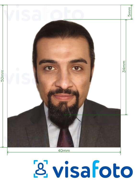  Sudaani ID-kaart 40x50 mm (4x5 cm) fotonäidis koos täpse infoga mõõtude kohta.