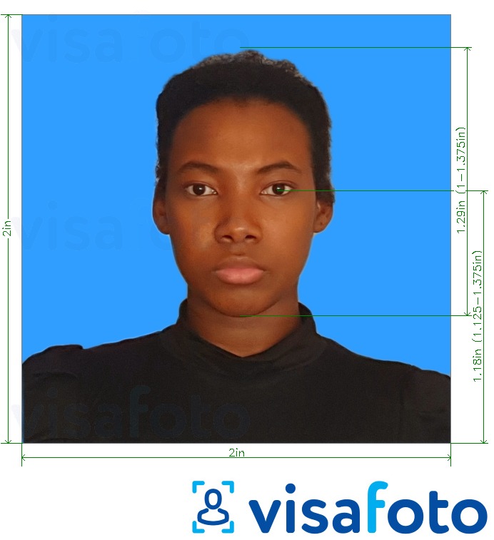  Tansaania Azania pank 2x2 tolline sinine taust fotonäidis koos täpse infoga mõõtude kohta.