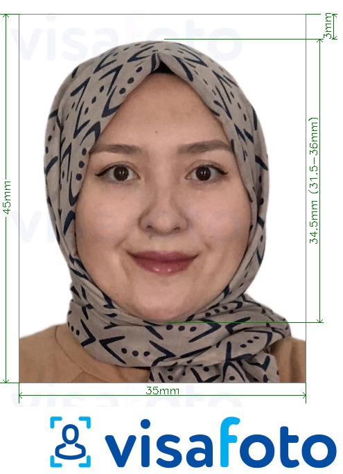 Usbekistani pass 35x45 mm fotonäidis koos täpse infoga mõõtude kohta.